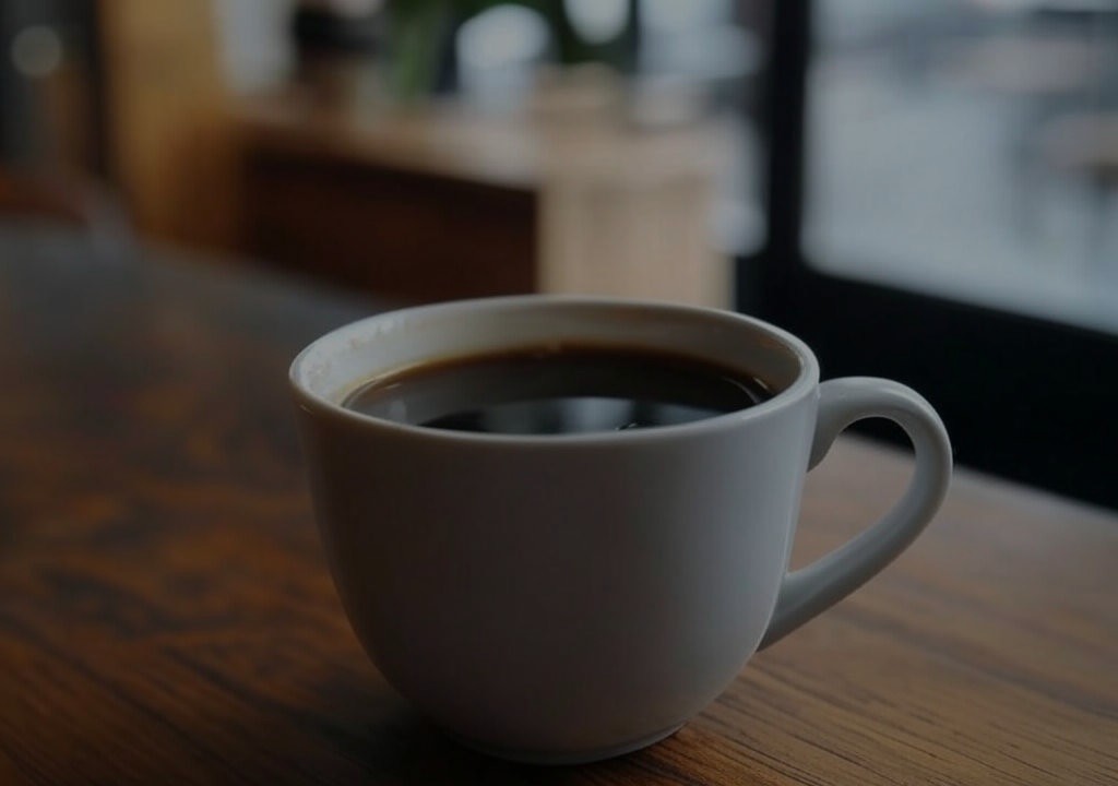 A photo of a cup of black coffee.