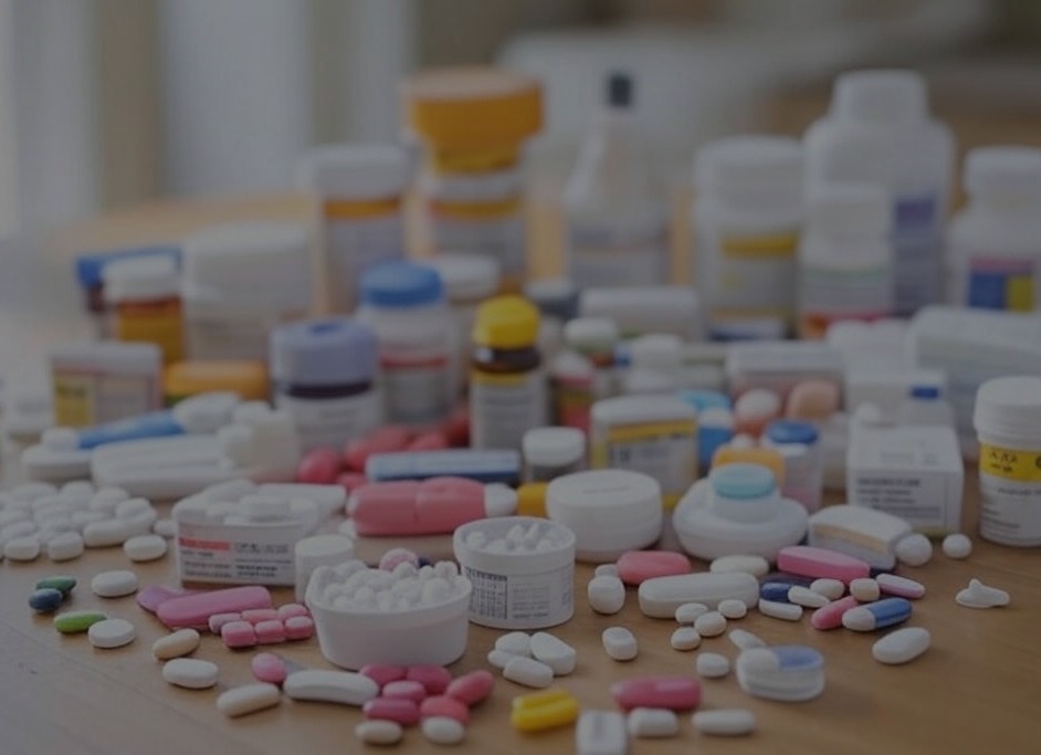 A photo depicting medications at a pharmacy.