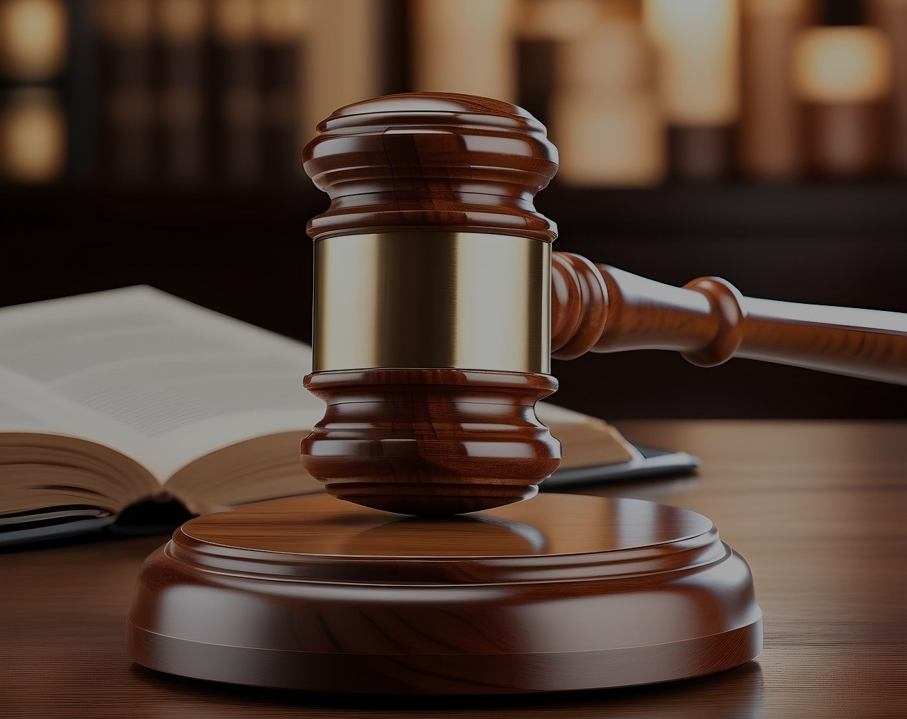 A photo of a courtroom gavel.